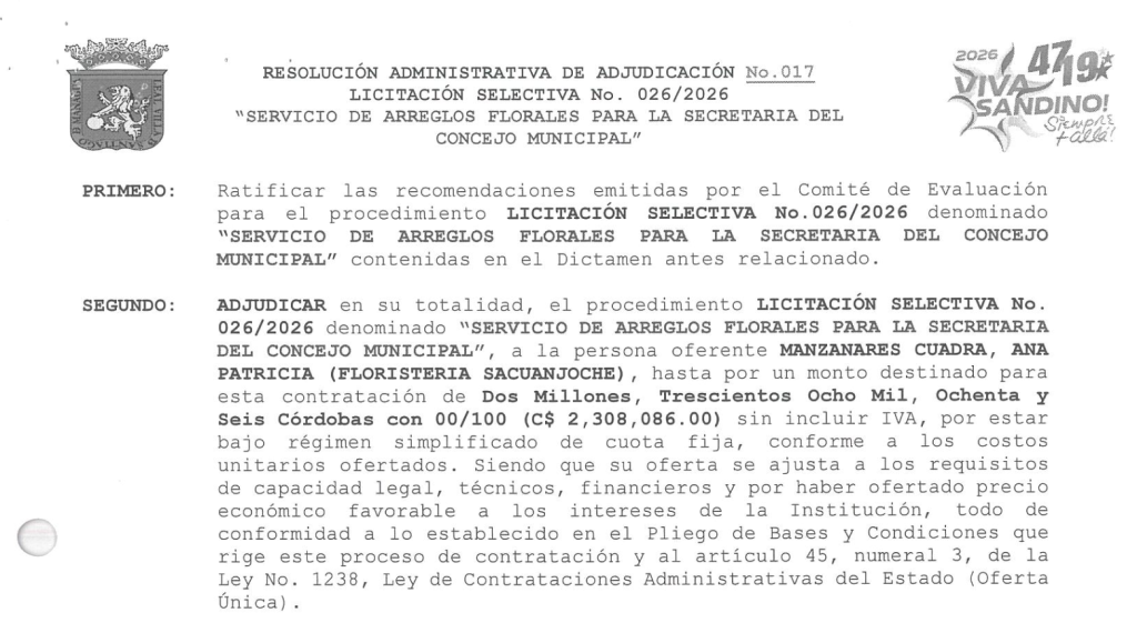 Contrato adjudicación Siscae. 