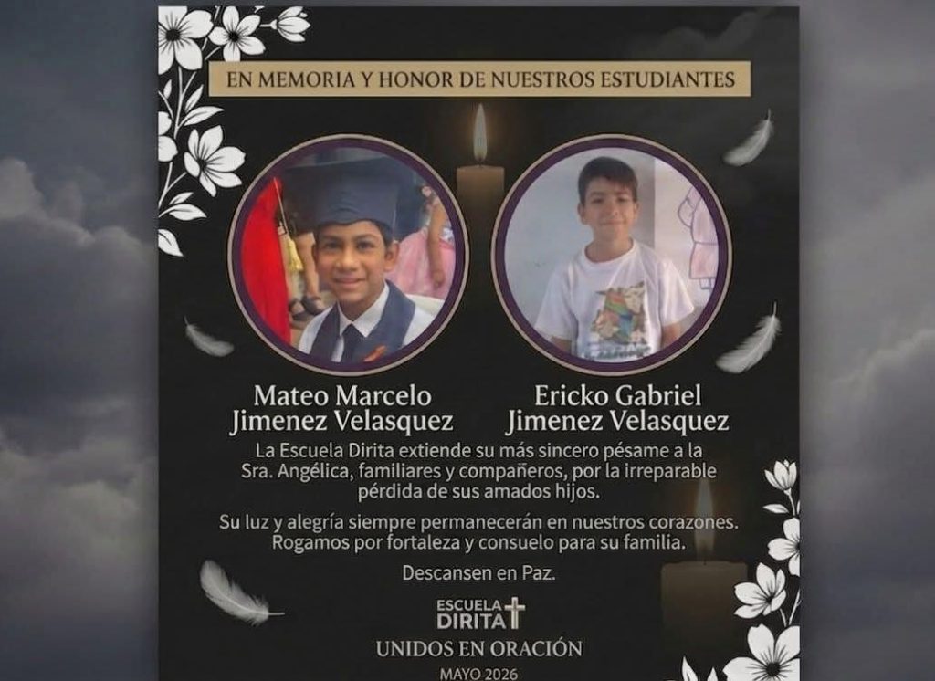 Escuela de Dirita expresa condolencia por muerte de hermanitos ahogados