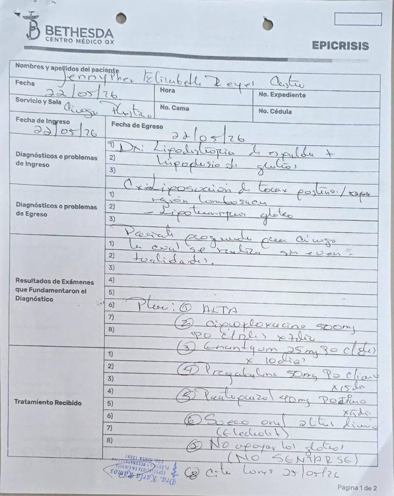 Documentos emitidos por la doctora Karla Ramos