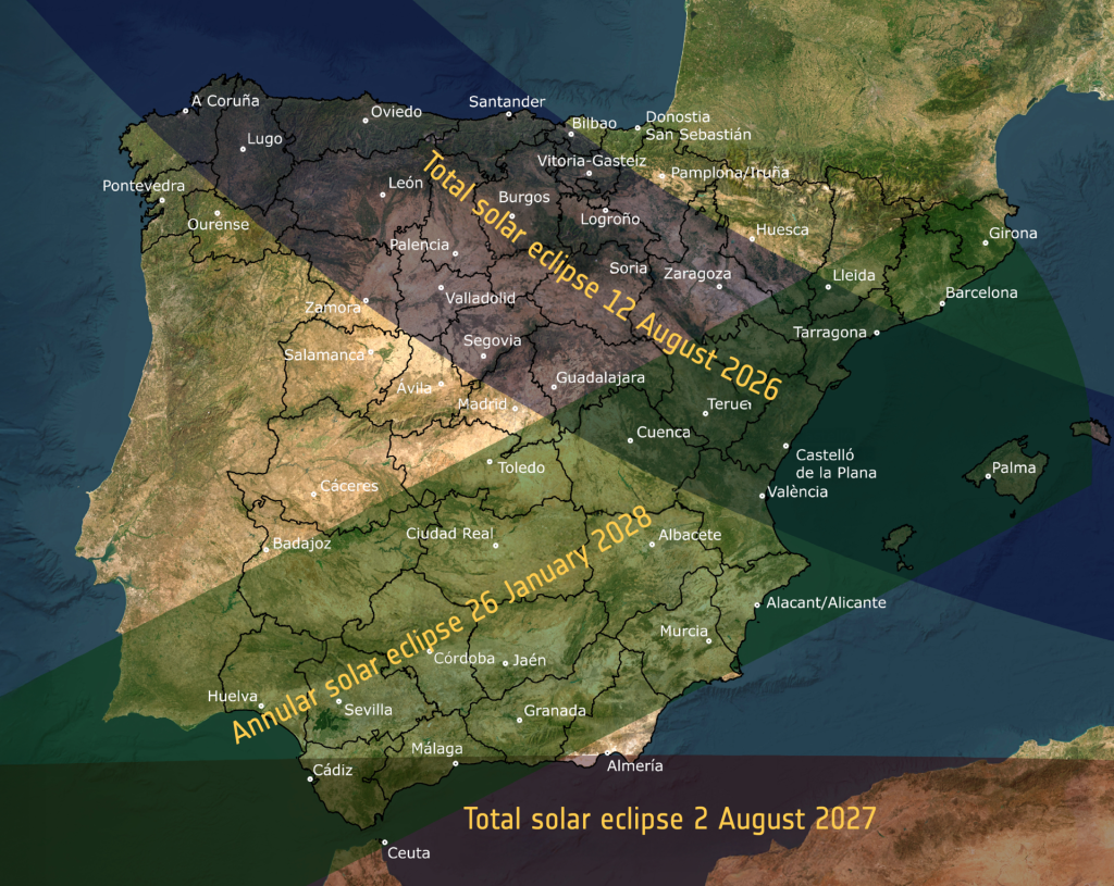 Estas serán las trayectorias de los próximos eclipses solares, según la Agencia Espacial Europea (ESA) Estas serán las trayectorias de los próximos eclipses solares, según la Agencia Espacial Europea (ESA)