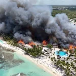 Muere una mujer y desalojan a 1.700 turistas en República Dominicana por un incendio voraz en un hotel de lujo