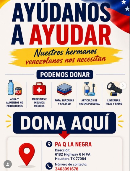 Información sobre centro de acopio en Houston, Texas. 