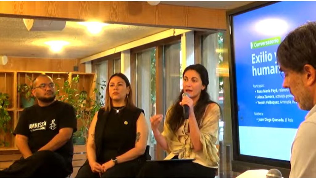 Panelista en el conversatorio “Exilio y derechos humanos en Nicaragua”. Captura de pantalla.