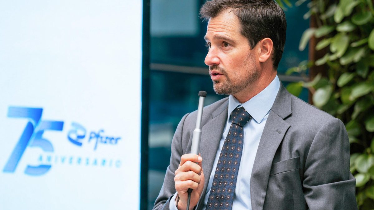 Director general de Pfizer México, Juan Luis Morell, hablando en Ciudad de México (México). EFE/ Pfizer /SOLO USO EDITORIAL/NO VENTAS/ SOLO DISPONIBLE PARA ILUSTRAR LA NOTICIA QUE ACOMPAÑA (CRÉDITO OBLIGATORIO)