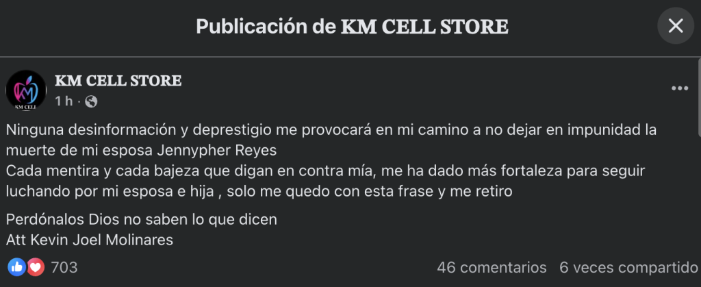 Segunda publicación de Kevin Molinares