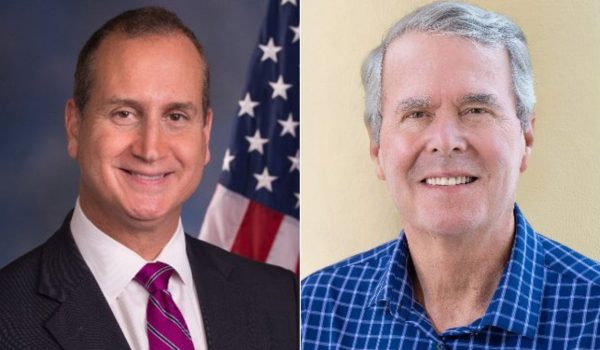 Los políticos republicanos Mario Díaz-Balart y Jeb Bush. Fotos: redes sociales.