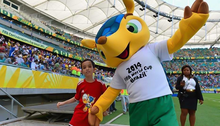 Fuleco, un armadillo con los colores de la bandera brasileña, fue la mascota de Brasil 2014. Su nombre combinaba las palabras fútbol y ecología. LA PRENSA / AFP