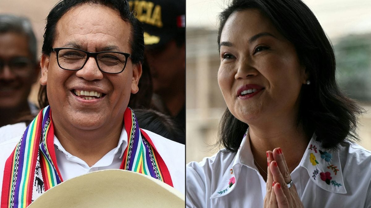 Roberto Sánchez, del partido Juntos por el Perú y Keiko Fujimori, del partido Fuerza Popular, esperan resultados de las elecciones este domingo 7 de junio de 2026. AFP/ ERNESTO BENAVIDES, CONNIE FRANCE