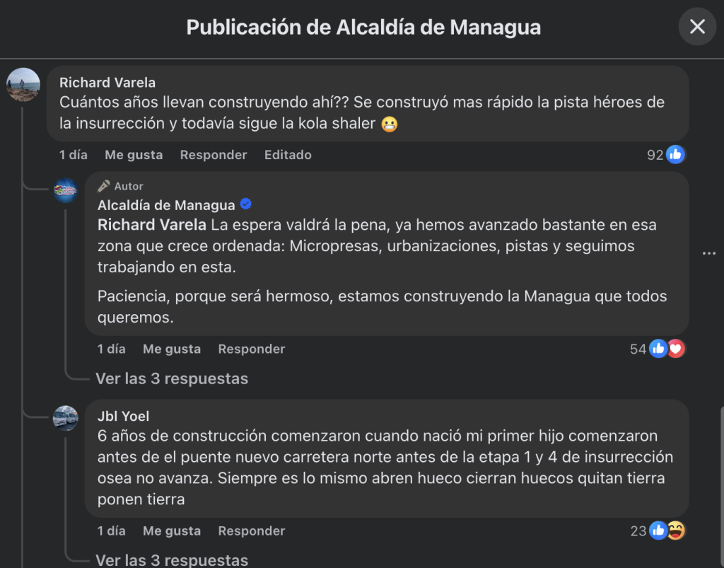 Comentarios en la Pista Sabana Grande en el sector de la Kola Shaler. Captura de pantalla