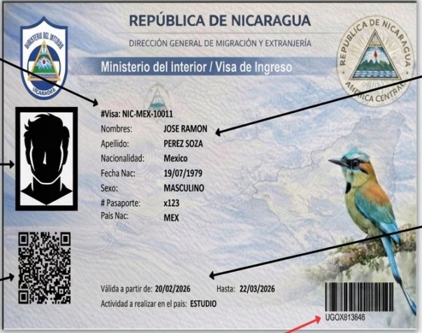 Esta es la visa que otorga Nicaragua a los extranjeros.