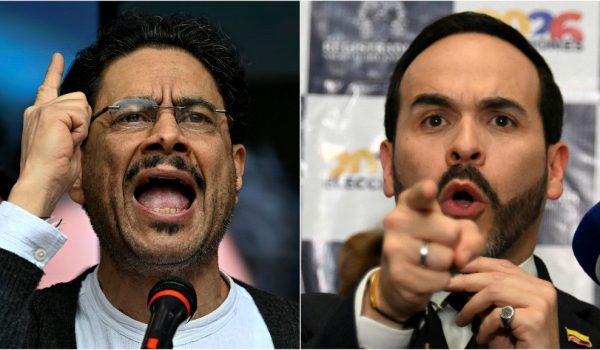 Abelardo de la Espriella, un millonario de ultraderecha (D), y el senador izquierdista Iván Cepeda, heredero de Petro, son los candidatos del balotaje de este domingo en Colombia. AFP