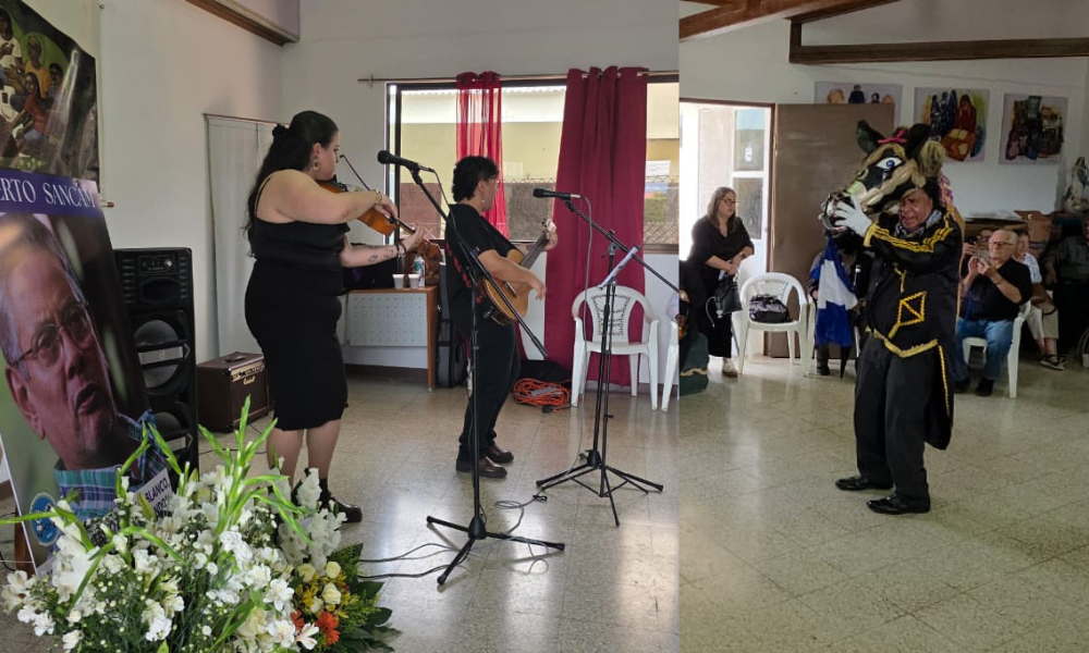 Canto y danza en homeje al escritor y analista político Roberto Samcam.