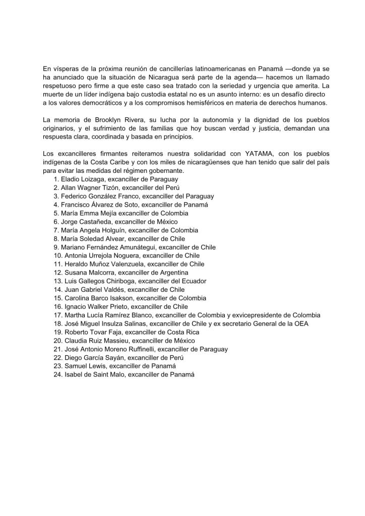 Comunicado conjunto de los excancilleres de América Latina, página 2