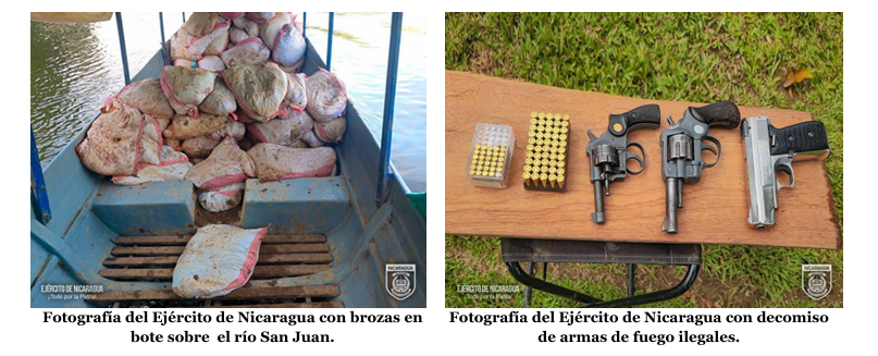 Decomisos reportados por el Ejército de Nicaragua. Foto: Ejército de Nicaragua.