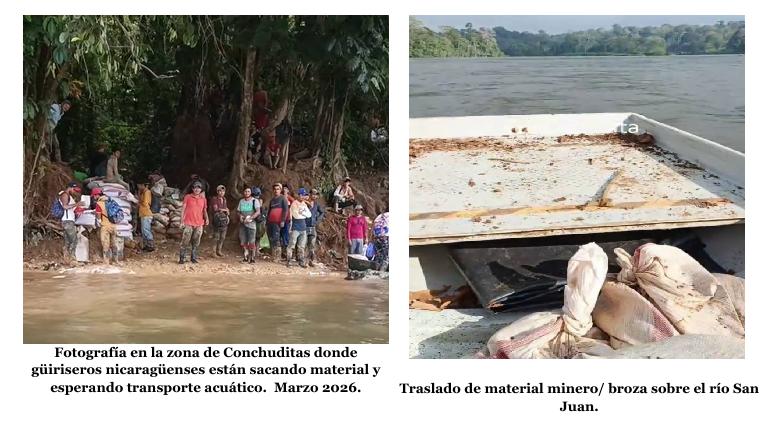 Personas que practican minería ilegal esperando transporte acuático. Foto: Tomada del informe de Fundación del Río.