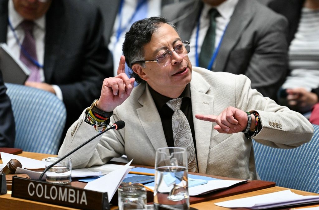 El presidente colombiano Gustavo Petro presidió este 10 de junio un debate sobre la búsqueda de soluciones para la paz en Oriente Medio en la sede de la ONU, en Nueva York. ANGELA WEISS / AFP