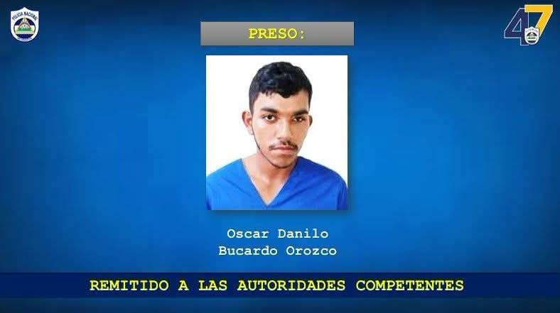 Óscar Danilo Bucardo Orozco, de 20 años, es capturado por el homicidio de Einer Javier Olivar Jarquín, de 26. Foto: Policía Nacional.