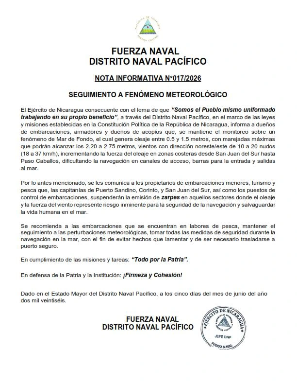 Comunicado Fuerza Naval 