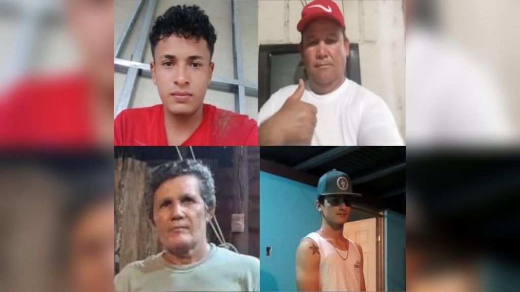 Estos son los cuatro pescadores nicaragüenses desaparecidos en Costa Rica. Foto: La Teja.