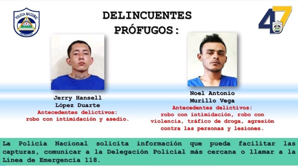 Policía busca a sospechosos de asaltar a taxista de Managua. Foto: Policía Nacional.