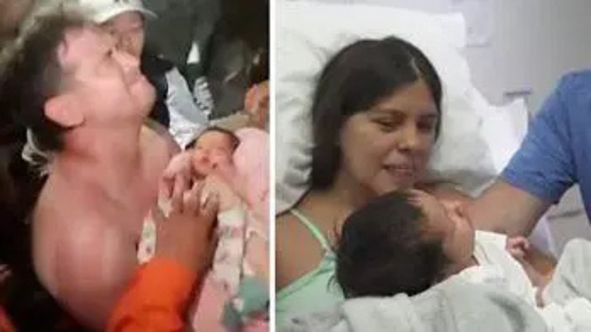 Los padres de Juan David con el bebé en brazos. Foto: BBC Mundo