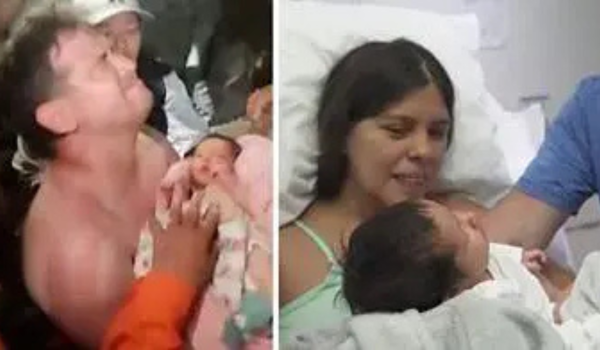 Los padres de Juan David con el bebé en brazos. Foto: BBC Mundo