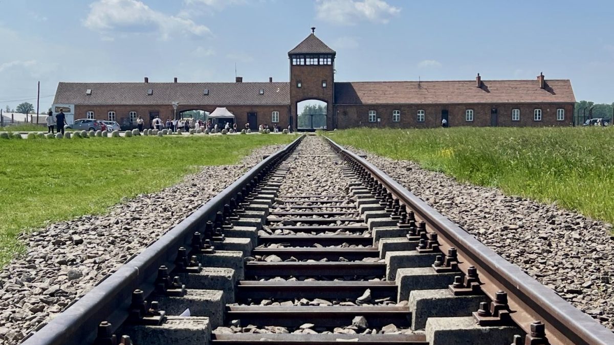 Train tracks leading into Auschwitz-Birkenau in Poland. Courtesy of Ciara Aleman
