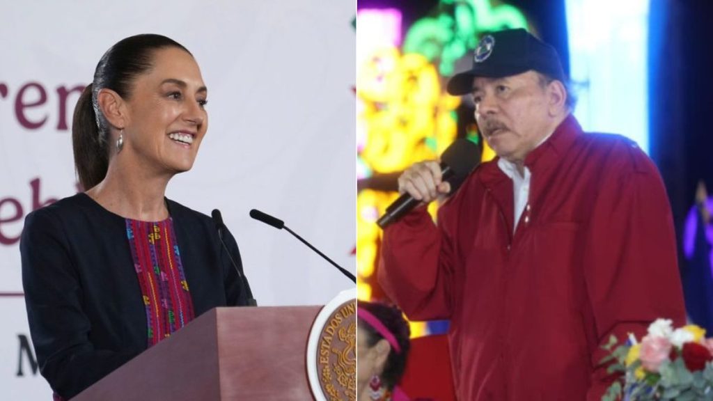 La mandataria mexicana Claudia Sheinbaum y el dictador Daniel Ortega.