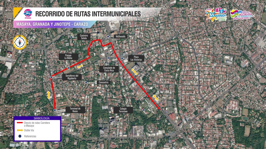 Desvíos de rutas que conectan Masaya, Granada y León con Managua. Foto: Tomada de la Alcaldía de Managua.