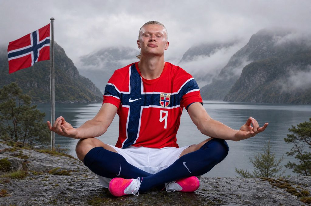 Con el uniforme de la selección de Noruega. Haaland ha recibido diversos sobrenombres a lo largo de su carrera, entre los que destacan El Androide, El Niño Hombre, Majin Buu, Daemon, El Vikingo, El Cyborg y Terminator. LA PRENSA / ARCHIVO REDES