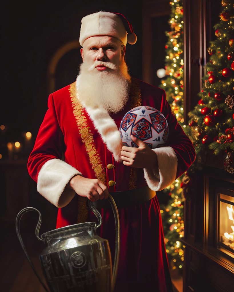 El delantero noruego Erling Haaland, vestido de Papá Noel para festejar la Navidad. LA PRENSA / ARCHIVO REDES