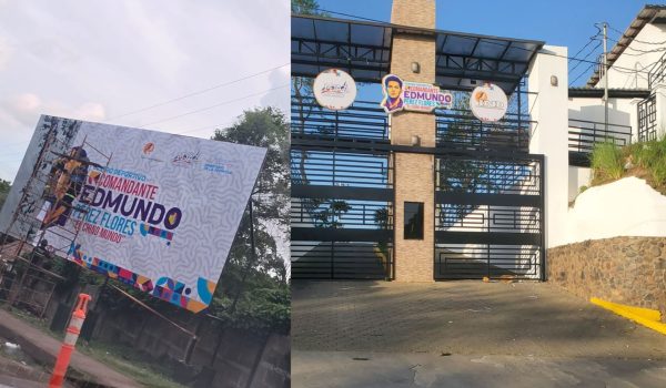 La dictadura Ortega Murillo mandó a instalar rótulos con los que confirma el robo del Fut Camp Los Román. Foto: CORTESÍA / LA PRENSA.