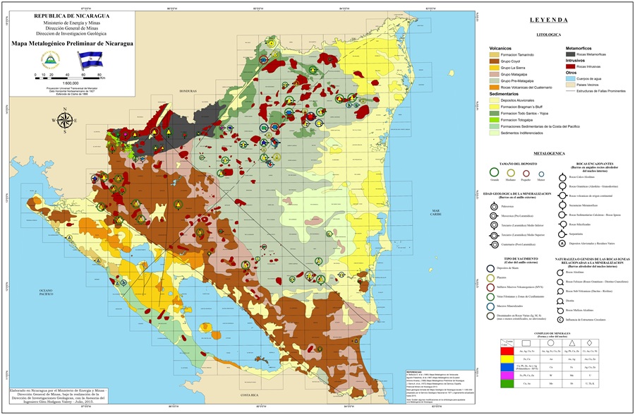 Mapa Metalogénico Preliminar de Nicaragua 2015