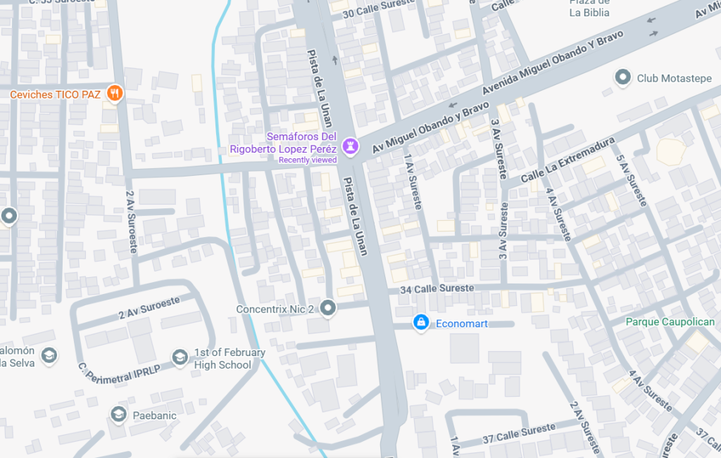 La terminal será ubicada de los semáforos del Rigoberto López Pérez 300 metros al sur.