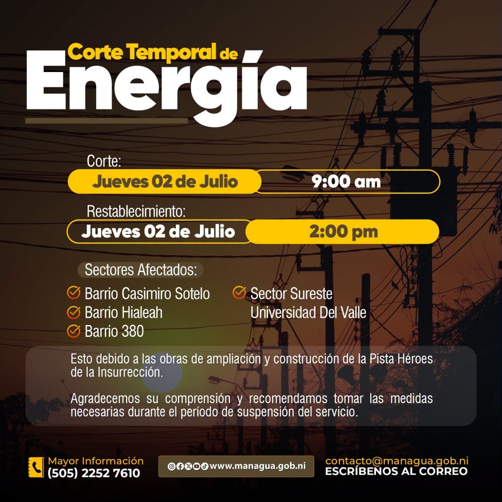 Anuncio de la Alcaldía de Managua
