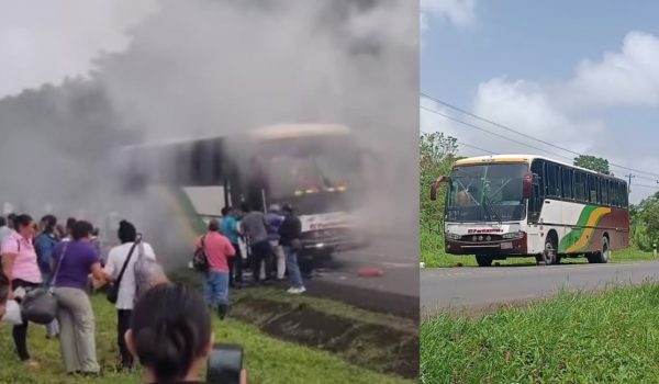 Presunto conato de incendio alarma a pasajeros del autobús El Fantasma, en Nueva Guinea. Foto: Cortesía/Facebook/Noticias de la Costa Caribe.