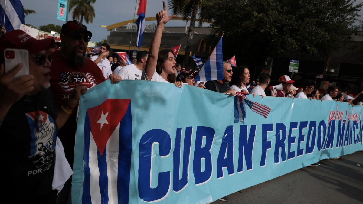 Manifestación del Día de la Liberación el 11 de julio de 2026 en Miami, Florida. La manifestación conmemora el quinto aniversario de las históricas protestas del 11 y 12 de julio en Cuba, las más grandes en décadas y que fueron reprimidas con dureza. Joe Raedle/Getty Images/AFP