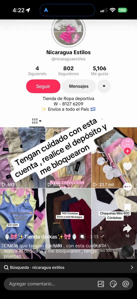La página Nicaragua Estilos fue denunciada como página que ejecuta estafa
