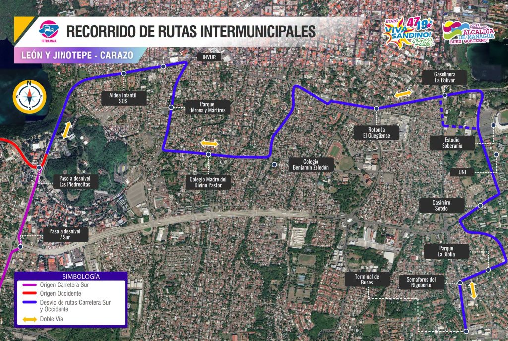 Desvío de rutas intermunicipales que conectan Carazo y Managua. Foto: Alcaldía de Managua.