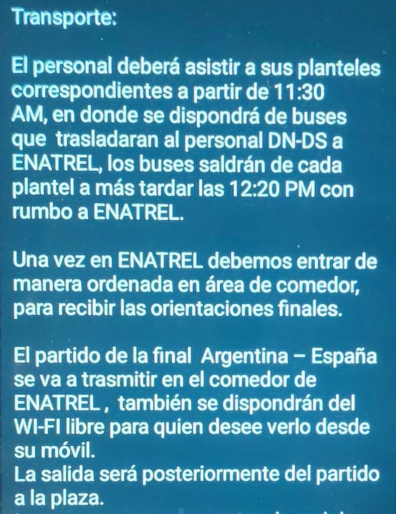 Circular interna dirigida a empleados de Enatrel
