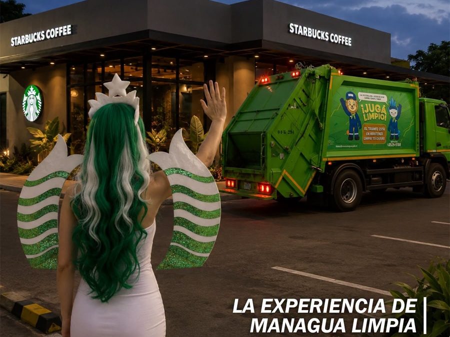 Campaña de la Alcaldía de Managua con la imagen de Starbucks