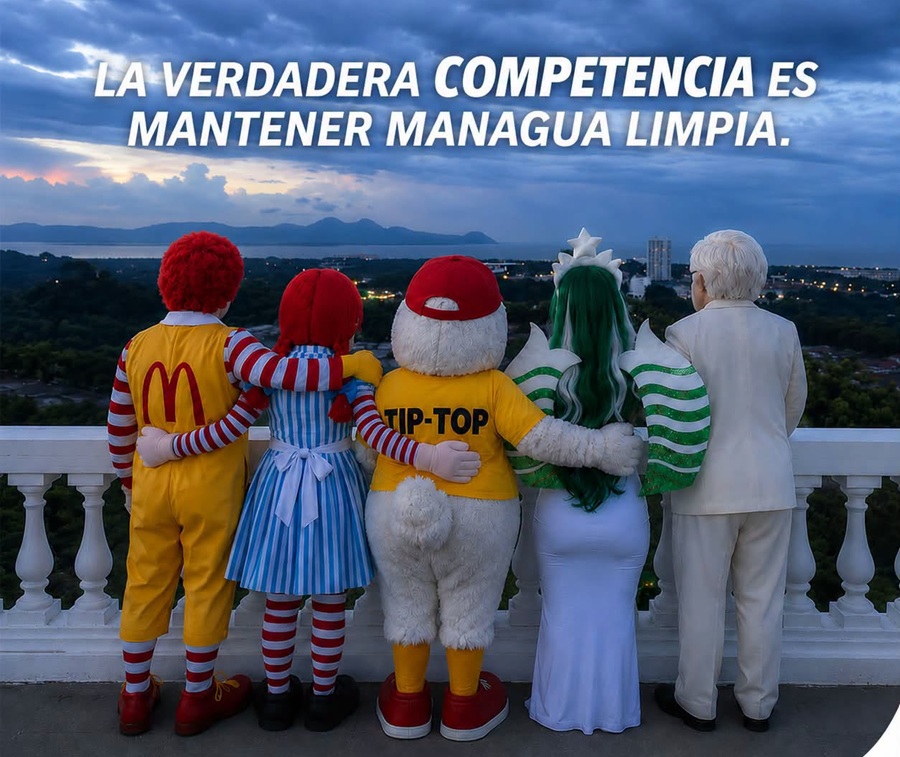 Campaña de la Alcaldía de Managua con la imagen de Starbucks y otras marcas nacionales e internacionales