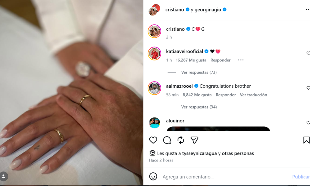Cristiano Ronaldo y Georgina se casaron en una ceremonia íntima. Foto: Instagram/@cristiano