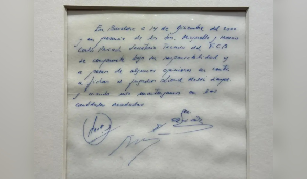 Esta fue la servilleta que se firmó en diciembre de 2000. Foto: BBC Mundo