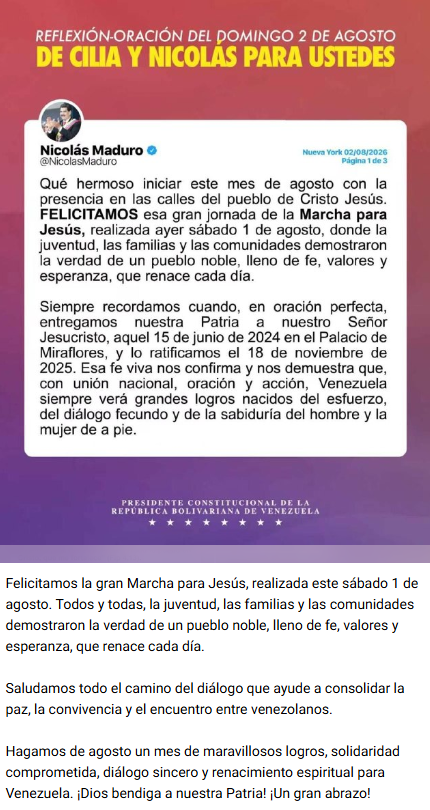 Esta es la publicación que apareció en la cuenta de Telegram de Nicolás Maduro. Captura de pantalla