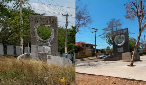Retiran letras, placa y emblema del antiguo monumento a la ONU