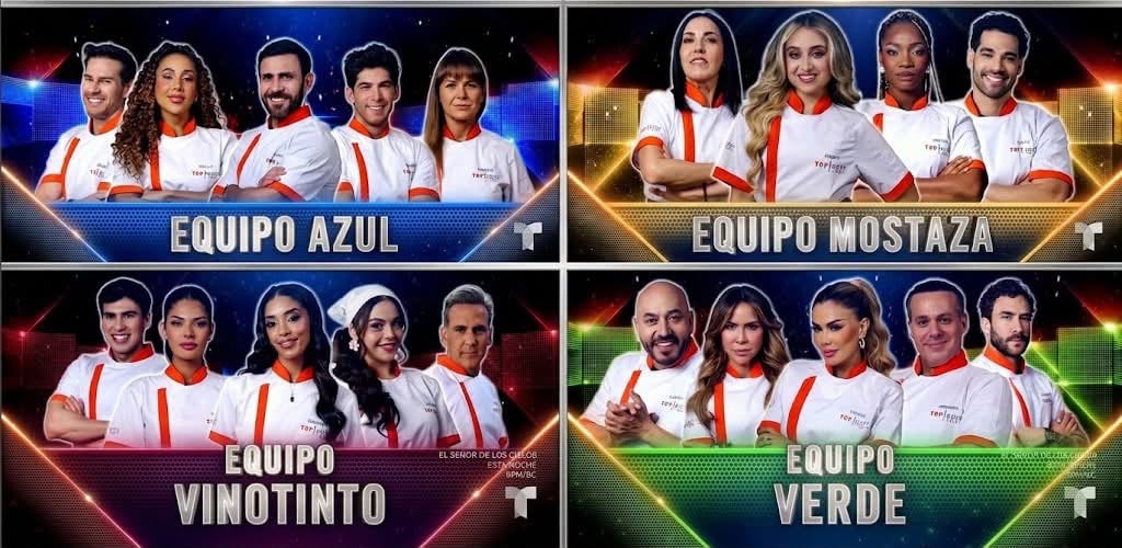 Así se formaron los equipos del primer reto del capítulo 7 de Top Chef VIP. Foto: Telemundo Realitys