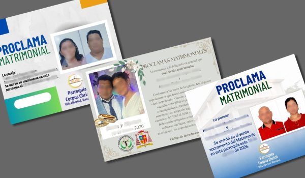 Proclamas matrimoniales publicadas por parroquias de Managua. Foto: Tomadas de redes sociales.