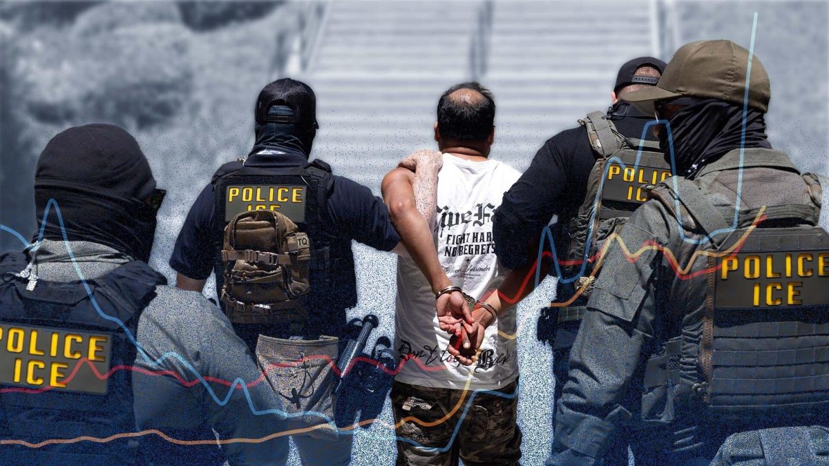 Getty/BBC Entre mayo y junio los arrestos de migrantes indocumentados por parte de ICE aumentaron un 52%. Hoy rondan los 50.000 al mes.