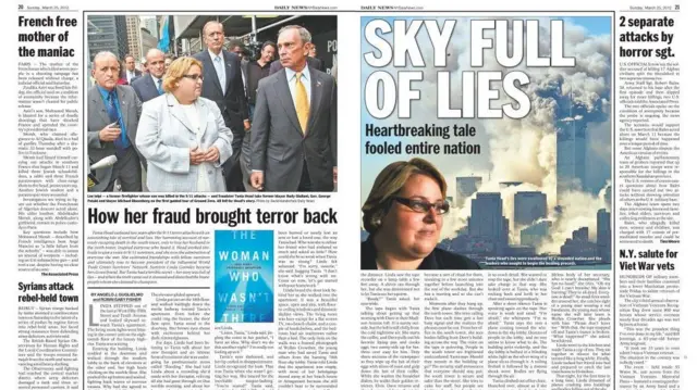 Un artículo del diario The New York Times que titula "Un cielo lleno de mentiras" en referencia a Tania Head.